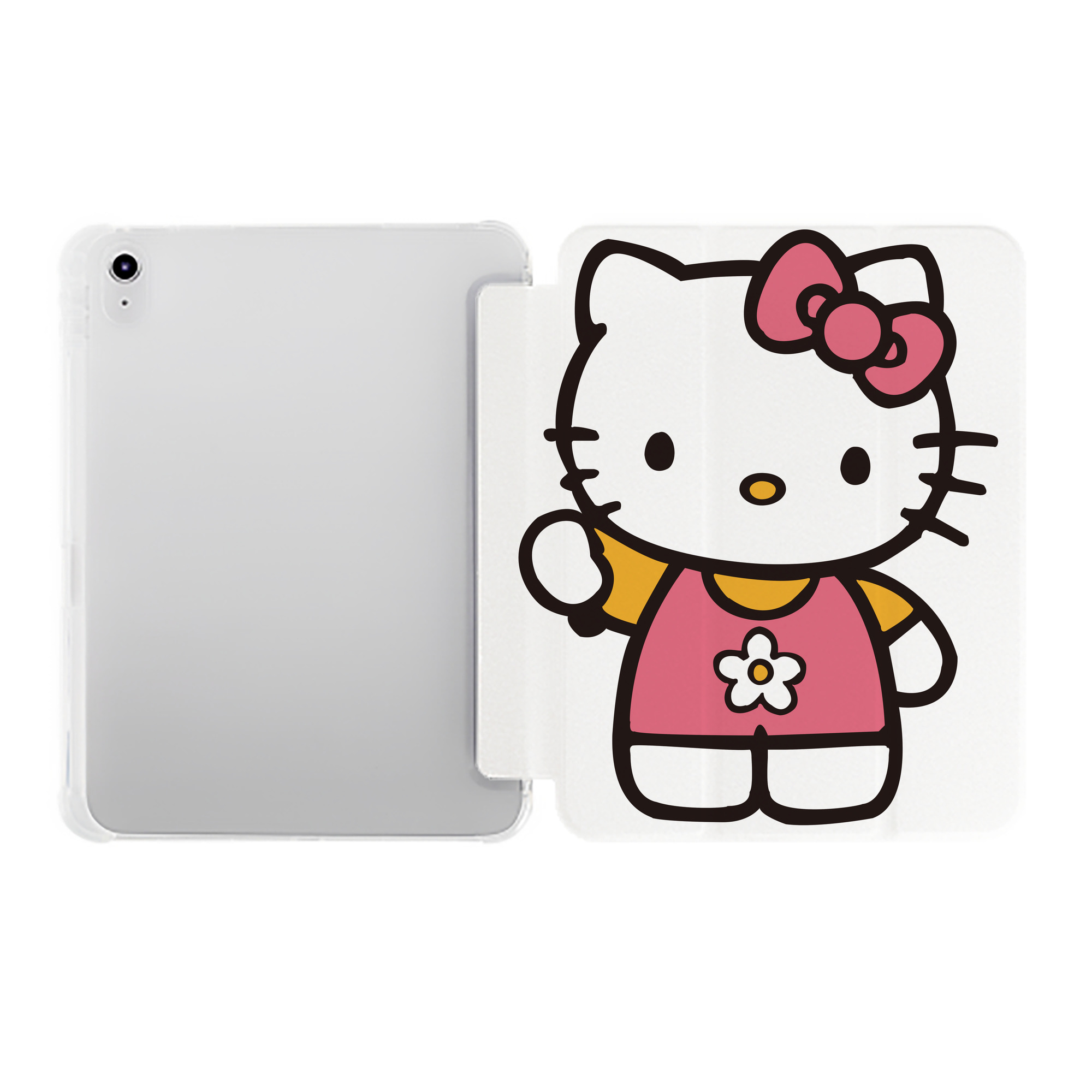 （画像用） Hello Kitty ハローキティ IPad ケース ペン収納付き 三つ折りスタンド PUレザー×シリコン 対応機種9.5/10.5/10.9インチ